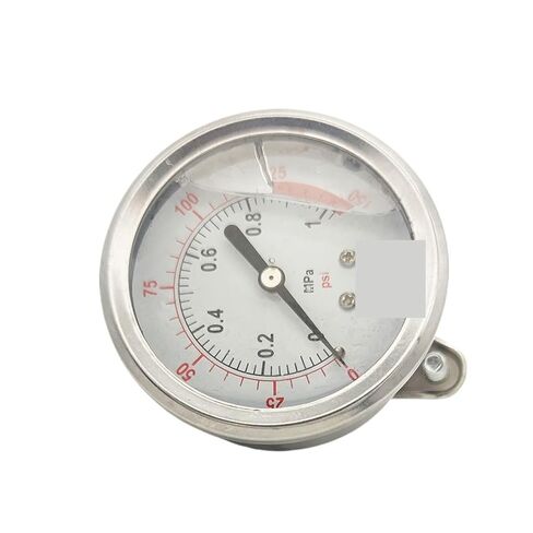 1pc PT1/4 YN60 2.5" 60mm Brass Movement Chrome Plating Mpa/PSI Double Scale Shock - Proof Oil - Filled Pressure Gauge with Bracket(2.5MPA) in Saudi Arabia