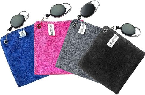 Golf Towel Cotton Cleaning Cloth for Golfer Absorbent and Quick Drying with Retractable Hook for Sports Enthusiasts in Kuwait