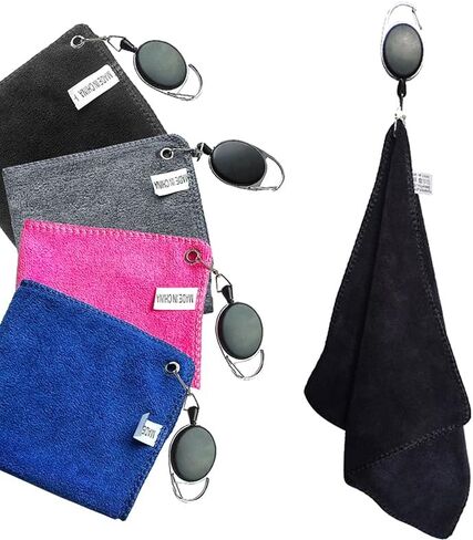 Golf Towel Cotton Cleaning Cloth for Golfer Absorbent and Quick Drying with Retractable Hook for Sports Enthusiasts in Kuwait