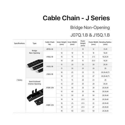 1PCS Cable Chains 15x20 15x30 18x25 18x37 mm Bridge Type Non-Opening Plastic Towline Transmission Drag Chain(48mm,18x37 mm) in Kuwait