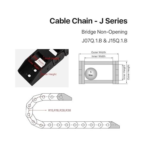 1PCS Cable Chains 15x20 15x30 18x25 18x37 mm Bridge Type Non-Opening Plastic Towline Transmission Drag Chain(48mm,18x37 mm) in Kuwait