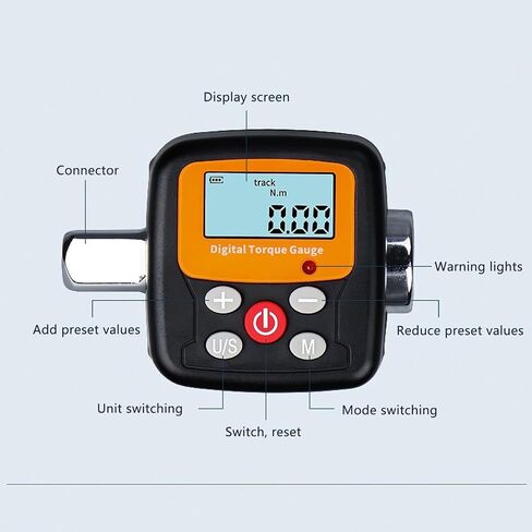 Bewinner Digital Display Torsion Meter 6-200N.m Precision Machined 1/2" Drive Torsion Adapter with Light and Sound Alarm, Backlit LCD Screen Torque Wrench Gauge for Automotive and Industrial Use in Saudi Arabia