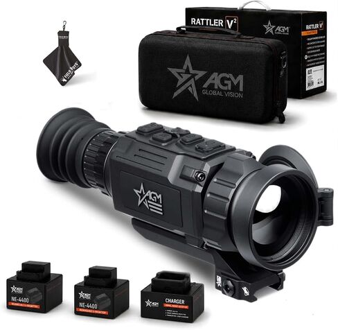 نطاق التصوير الحراري AGM Global Vision Rattler V2 للصيد، دقة عالية مع بصريات حرارية عالية الحساسية، مقاوم للماء ومتين، يتضمن بطارية قابلة لإعادة الشحن، وشاحن، وقماش in Kuwait