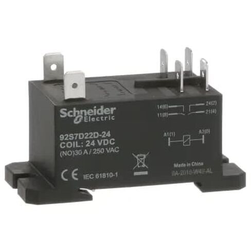 92S7D22D-24 - مرحل الطاقة، DPST-NO، 24 VDC، 30 A، سلسلة W92، سكة DIN، لوحة (حزمة من 2) (92S7D22D-24) in Kuwait