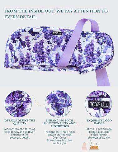 Scrub Caps Women Ponytail – Lavender Butterfly Double-Sided Printed Surgical Hat with Buttons and Sweatband, Soft Nurse Cap for Long Hair, Helps Reduce Static Buildup in Kuwait