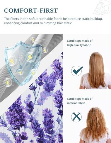Scrub Caps Women Ponytail – Lavender Butterfly Double-Sided Printed Surgical Hat with Buttons and Sweatband, Soft Nurse Cap for Long Hair, Helps Reduce Static Buildup in Kuwait