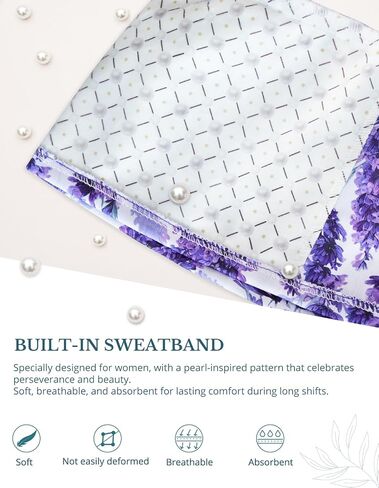 Scrub Caps Women Ponytail – Lavender Butterfly Double-Sided Printed Surgical Hat with Buttons and Sweatband, Soft Nurse Cap for Long Hair, Helps Reduce Static Buildup in Kuwait