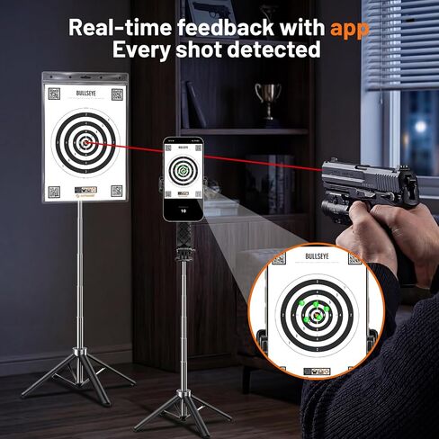 نظام التدريب بالليزر للحرائق الجافة الاحترافي | طقم من 3 عيارات (9 مم/.380ACP/.45ACP) مع خراطيش ليزر وحوامل ثلاثية و16 هدفًا | تتبع الطلقات على أساس التطبيق (بدون اشتراك) – تدريب جميع مسدساتك في المنزل in Kuwait