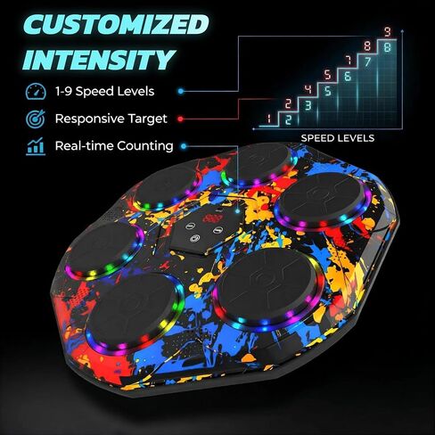 Music Boxing Machine for Adults Kids Age 6+ | Bluetooth Smart Punching Trainer, LED Lights & Gloves, Wall Mounted Electronic Boxing Target in Kuwait