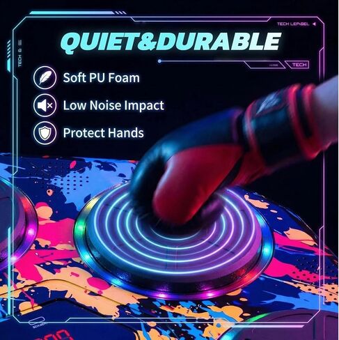 Music Boxing Machine for Adults Kids Age 6+ | Bluetooth Smart Punching Trainer, LED Lights & Gloves, Wall Mounted Electronic Boxing Target in Kuwait