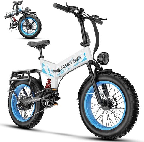 SASIKEIBIKE دراجة كهربائية قابلة للطي بقدرة 1500 وات للبالغين، بطارية قابلة للإزالة بقدرة 52 فولت 20 أمبير في الساعة مع 70 ميل كحد أقصى، دراجة إلكترونية بإطارات دهنية مقاس 20 بوصة × 4.0، دراجة كهربائية قابلة للطي بتعليق مزدوج للتنقل والجبل in Kuwait