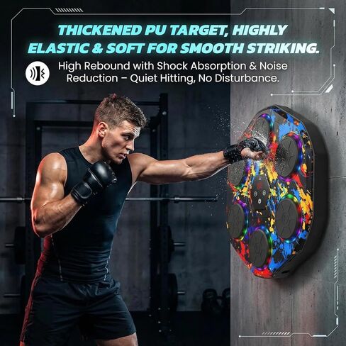 Music Boxing Machine for Adults Kids Age 6+ | Bluetooth Smart Punching Trainer, LED Lights & Gloves, Wall Mounted Electronic Boxing Target in Kuwait