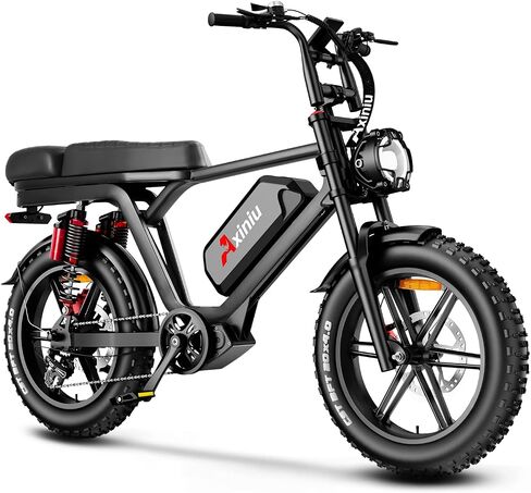 Electric Bike for Adults, 52V 40Ah Battery Peak 2000W Motor 35MPH, 50-180 Miles, 20" Fat Tire Dirt Bicycle Dual Suspension All Terrain Motorcycle, Moped Style Ebike for Mountains Snow Sand Road in Kuwait