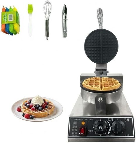 1200W Professional Commercial Waffle Maker, Stainless Steel Round Waffle Iron with Digital Timer & Adjustable Temperature Control (122-572°f), Steel Belgian Waffle Iron for Restaurant Bakery Snack in Kuwait