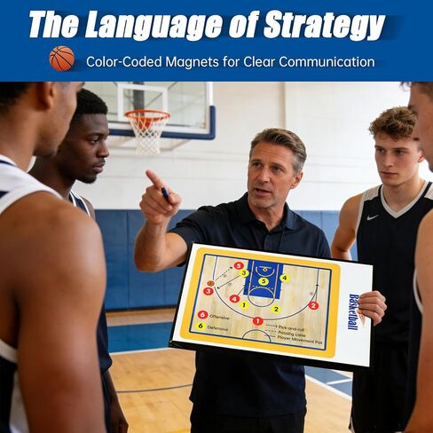 Basketball Coaching Board with Magnetic Players - Dry Erase Clipboard for Basketball Coaches, Professional All-in-One Basketball White Board for Coaching Includes Play Templates & Storage in Kuwait