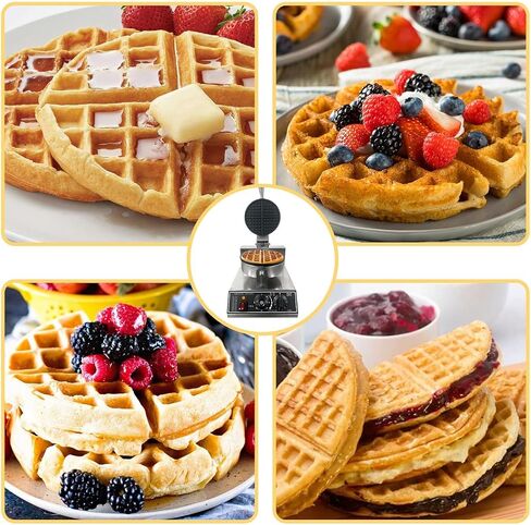 1200W Professional Commercial Waffle Maker, Stainless Steel Round Waffle Iron with Digital Timer & Adjustable Temperature Control (122-572°f), Steel Belgian Waffle Iron for Restaurant Bakery Snack in Kuwait