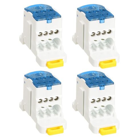 MECCANIXITY 4Pcs 1 in 6 Out Rail Terminal Blocks, 690V 125A Connectors Power Distribution Block with Flame-Retardant Housing for Power Distribution Cabinets, Blue 29.4mm Width 12-6AWG Gauge in Kuwait