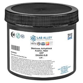 Lab Alley Dextrose، لا مائي، درجة USP، كوشير، حلال، استخدامات صيدلانية وغذائية، مسحوق الجلوكوز السائب للمكملات الغذائية، الخبز، التخمير، معالجة الجفاف (2 رطل) in Kuwait
