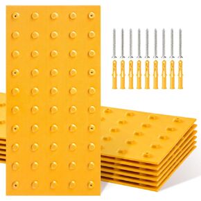 Colingmill 6 Pack Ada Compliant Tactile Warning Surface 1x2 Ft, Detectable PVC Warning Tiles with Pre-Installed Anchoring Nails, Truncated Dome Mat for Sidewalk & Concrete Safety in Saudi Arabia