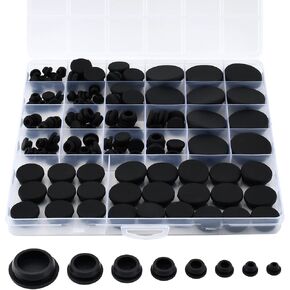125Pcs Rubber Plugs for Round Holes, Black Plugs Snap, Rubber Plugs for Round Holes, Silicone Plugs Suitable for Car Wiring Furniture (8 Sizes: 1" 3/4" 5/8" 1/2" 3/8" 5/16" 1/4" 1/5") in Kuwait