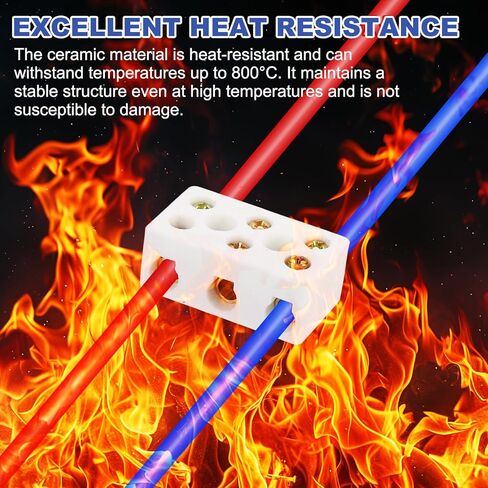 MECCANIXITY 5 Pcs 3 Way Ceramics Terminal Blocks, 15A 110V-600V High Temp Porcelain Ceramic Electrical Connectors with Brass Conductors 33x19x15 mm for Electric Wire Cable in Kuwait