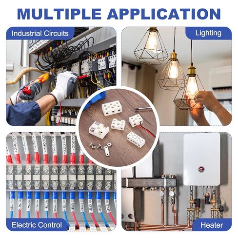 MECCANIXITY 5 Pcs 3 Way Ceramics Terminal Blocks, 15A 110V-600V High Temp Porcelain Ceramic Electrical Connectors with Brass Conductors 33x19x15 mm for Electric Wire Cable in Kuwait