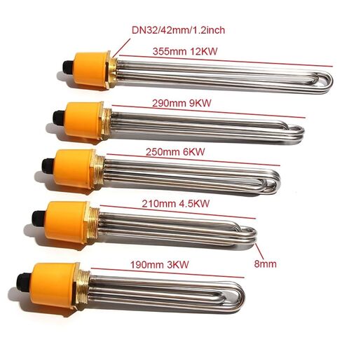 DN32 1 1/4" 1.25" BSPT Thread Electric Heating Element 3KW 190mm Length Tri Clamp Heaters 220V for Water Tank in Kuwait