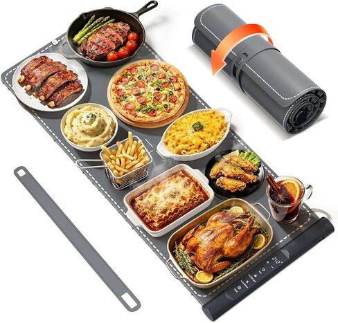 Warming Mat for Food Extra Large 39.5"x16", 550W Food Warming Mat for Countertop with One-Touch Warm Dishes Mode, 7 Temp & 8H Timer, Child Lock Electric Portable Food Warmers for Parties Buffet in Kuwait