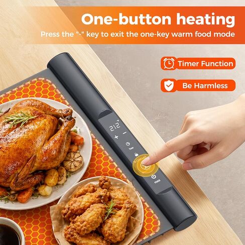 Warming Mat for Food Extra Large 39.5"x16", 550W Food Warming Mat for Countertop with One-Touch Warm Dishes Mode, 7 Temp & 8H Timer, Child Lock Electric Portable Food Warmers for Parties Buffet in Kuwait