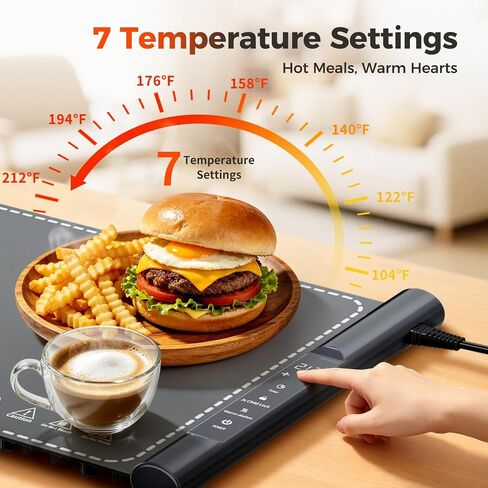 Warming Mat for Food Extra Large 39.5"x16", 550W Food Warming Mat for Countertop with One-Touch Warm Dishes Mode, 7 Temp & 8H Timer, Child Lock Electric Portable Food Warmers for Parties Buffet in Kuwait