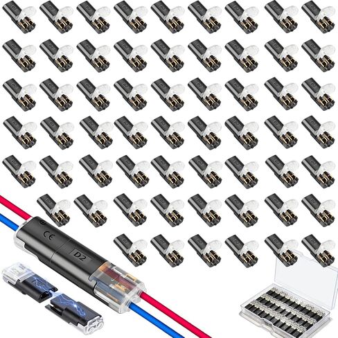 60Pcs Double Wire Plug in Connector with Locking Buckle, 2 Pin Led Light Strip Connector Quick Clip Fasteners Snap-On Blocks for Strip Lights DIY Crafting, Low-Voltage Decor & Model Kits in Kuwait