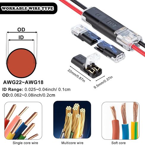 60Pcs Double Wire Plug in Connector with Locking Buckle, 2 Pin Led Light Strip Connector Quick Clip Fasteners Snap-On Blocks for Strip Lights DIY Crafting, Low-Voltage Decor & Model Kits in Kuwait