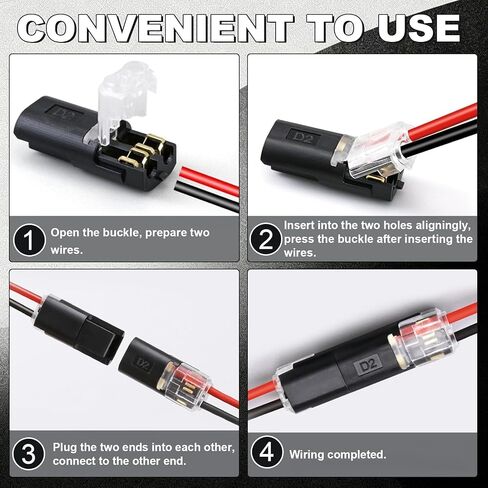 60Pcs Double Wire Plug in Connector with Locking Buckle, 2 Pin Led Light Strip Connector Quick Clip Fasteners Snap-On Blocks for Strip Lights DIY Crafting, Low-Voltage Decor & Model Kits in Kuwait