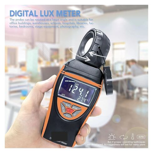 مقياس لوكس، مقياس سطوع رقمي، استجابة سريعة، كاشف الضوء: يستخدم للكشف، شاشة LCD، 1-400,000 لوكس in Kuwait