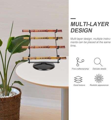 Flute Display Stand with Iron Disc Base, Desktop Flute Organizing Rack for Wind Instruments, Household Dizi Holder Suitable for Musical Instrument Storage and Display in Kuwait