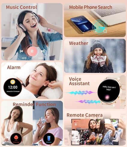 ساعة ذكية SUNKTA للنساء (الرد/إجراء المكالمات)، ساعة ذكية بشاشة Amoled مقاس 1.32 بوصة مع معدل ضربات القلب، متتبع كلوريس أكثر من 100 وضع رياضي، ساعة ذكية للوجه للنساء لنظام Android iOS فضي بحزامين in Kuwait
