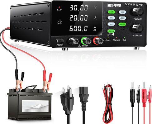 NICE-POWER DC مزود طاقة متغير، 30V 30A 900W مصدر طاقة عالي الطاقة لشحن البطارية، تبديل قابل للتعديل منظم مع OCP، تخزين الذاكرة، مفتاح الإخراج، زر القفل in Kuwait