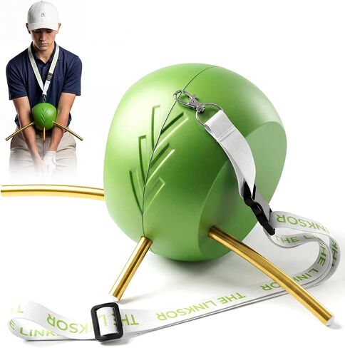 Golf Training Aid, Golf Swing Connector Trainer Ball for Arm Structure and Posture Practice, Golf Swing Trainer with Alignment Rods and Lanyard for Indoor Outdoor Practice, Green in Kuwait