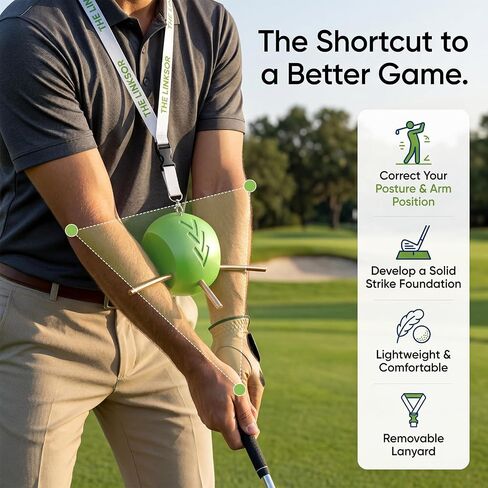 Golf Training Aid, Golf Swing Connector Trainer Ball for Arm Structure and Posture Practice, Golf Swing Trainer with Alignment Rods and Lanyard for Indoor Outdoor Practice, Green in Kuwait