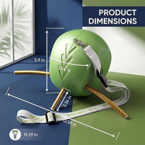 Golf Training Aid, Golf Swing Connector Trainer Ball for Arm Structure and Posture Practice, Golf Swing Trainer with Alignment Rods and Lanyard for Indoor Outdoor Practice, Green in Kuwait