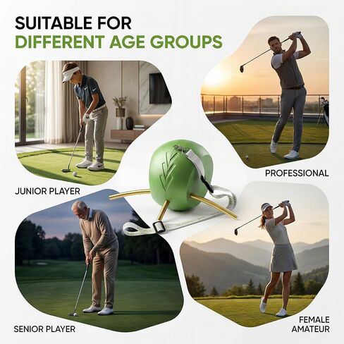 Golf Training Aid, Golf Swing Connector Trainer Ball for Arm Structure and Posture Practice, Golf Swing Trainer with Alignment Rods and Lanyard for Indoor Outdoor Practice, Green in Kuwait