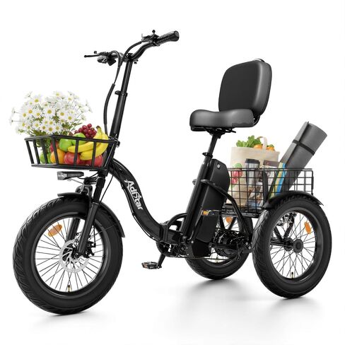 ADISTAR Electric Trike for Adults, 48V 15.6Ah Peak 1200W Motor, Up to 70 Miles Range, 3 Wheel Electric Bike, 18MPH E-Trike with Baskets for Shopping, Recreation & Daily Transportation in Kuwait