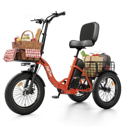 ADISTAR Electric Trike for Adults, 48V 15.6Ah Peak 1200W Motor, Up to 70 Miles Range, 3 Wheel Electric Bike, 18MPH E-Trike with Baskets for Shopping, Recreation & Daily Transportation in Kuwait
