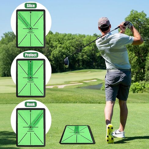 3 in 1 Golf Hitting Mats Training Equipment, Golf Practice Mat with Instant Swing Path Feedback, No-Slip Heavy Duty Rubber Base with 3 Replaceable Golf Training Mats in Kuwait