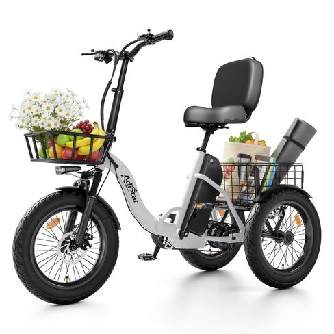 ADISTAR Electric Trike for Adults, 48V 15.6Ah Peak 1200W Motor, Up to 70 Miles Range, 3 Wheel Electric Bike, 18MPH E-Trike with Baskets for Shopping, Recreation & Daily Transportation in Kuwait