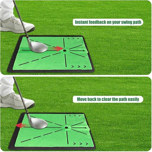 3 in 1 Golf Hitting Mats Training Equipment, Golf Practice Mat with Instant Swing Path Feedback, No-Slip Heavy Duty Rubber Base with 3 Replaceable Golf Training Mats in Kuwait