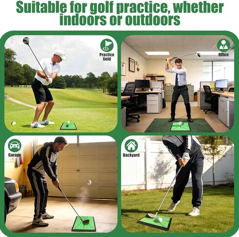 3 in 1 Golf Hitting Mats Training Equipment, Golf Practice Mat with Instant Swing Path Feedback, No-Slip Heavy Duty Rubber Base with 3 Replaceable Golf Training Mats in Kuwait