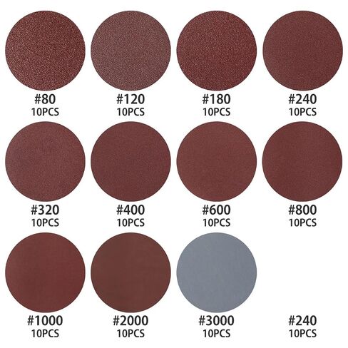 113Pcs 2 Inch Sanding Disc Alumina Sanding-Pads 80-3000 Grit Sanding Sheet Quick Change Sanding Paper for Metal Wood Glass Car Polishing in Kuwait