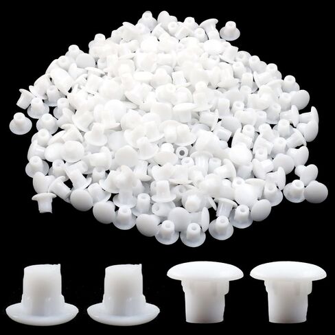 300 Pack 3/16" Plastic Hole Plugs, Round Hole Cap Cabinet Hole Cover, Shelf Pegs for Furniture Cabinet Cupboard Shelves (White) in Kuwait