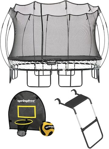 Springfree Trampoline � Springless Square Backyard Trampoline with Enclosure for Kids - 11ft or 13ft Sizes & Optional Add-On Attachments & Accessories in Kuwait